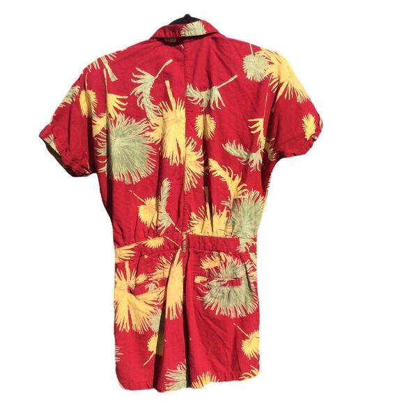 Free People Malibu Romper Women XS Red Yellow Tropical Beachy Boho Hawaii Cotton - Picture 7 of 13